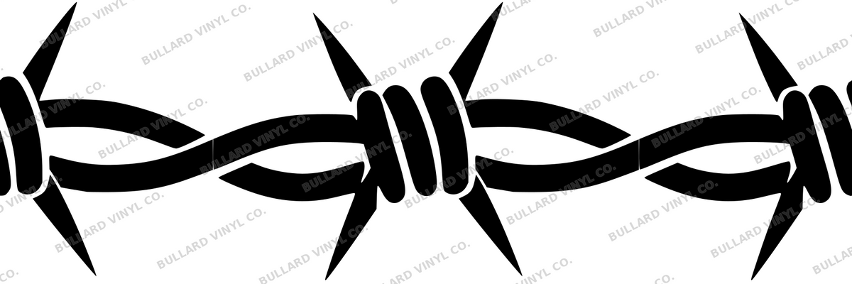 Barbed Wire: 6-inch strip with half patterns at both ends; Bullard Vinyl Co. watermarked product preview.