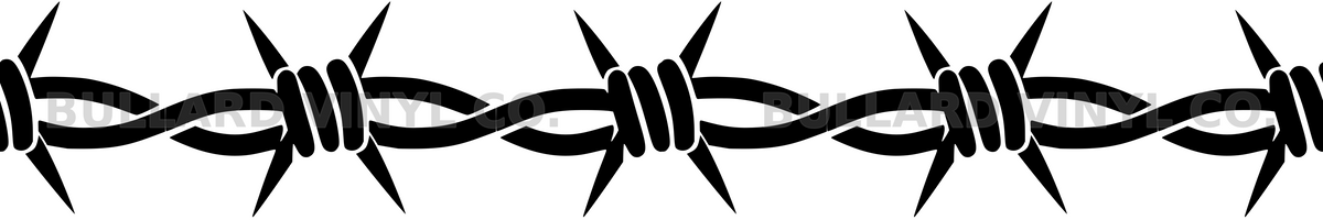 Barbed Wire: 12-inch strip with half patterns at both ends; Bullard Vinyl Co. watermarked product preview.