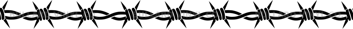 Barbed Wire: 24-inch strip with half patterns at both ends; Bullard Vinyl Co. watermarked product preview.