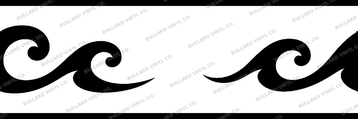 Ocean Crest exact 6 inch long by 2 inch high half-pattern production artwork; Bullard Vinyl Co. watermarked product preview.