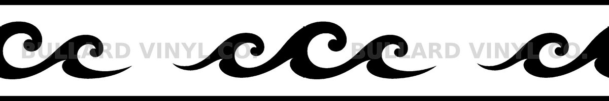 Ocean Crest exact 12 inch long by 2 inch high half-pattern production artwork; Bullard Vinyl Co. watermarked product preview.