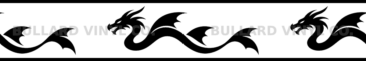 Dragon Sweep exact 12 inch long by 2 inch high half-pattern production artwork; Bullard Vinyl Co. watermarked product preview.