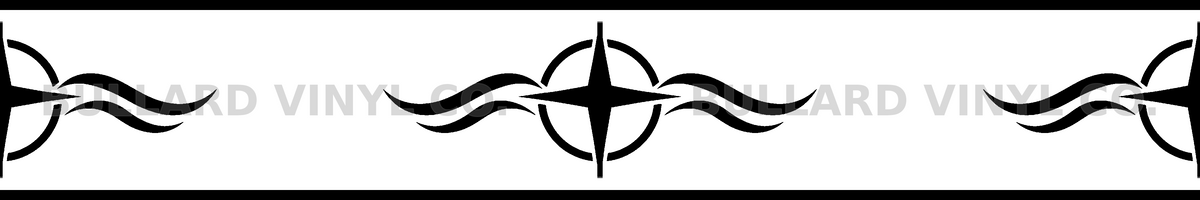 Compass Current exact 12 inch long by 2 inch high half-pattern production artwork; Bullard Vinyl Co. watermarked product preview.