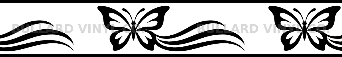 Butterfly Cruise exact 12 inch long by 2 inch high half-pattern production artwork; Bullard Vinyl Co. watermarked product preview.