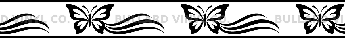 Butterfly Cruise exact 18 inch long by 2 inch high half-pattern production artwork; Bullard Vinyl Co. watermarked product preview.