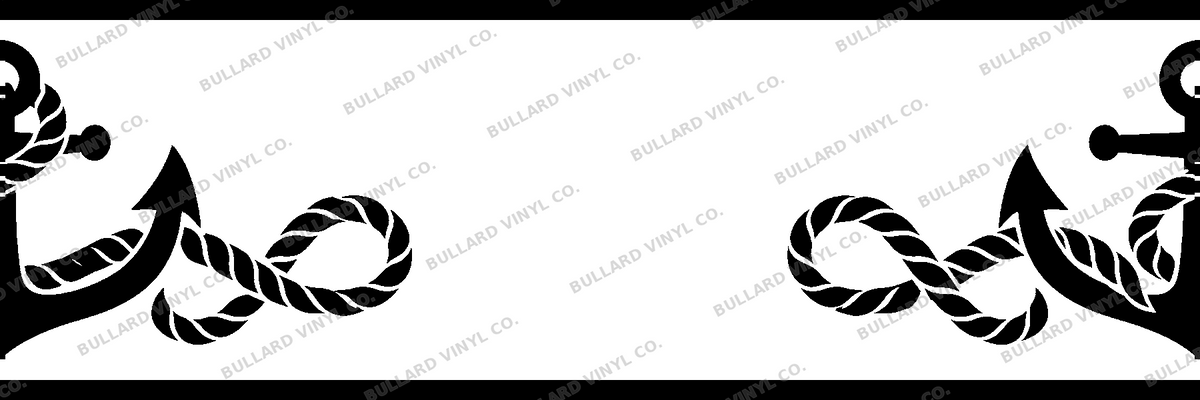 Anchor Wake exact 6 inch long by 2 inch high half-pattern production artwork; Bullard Vinyl Co. watermarked product preview.