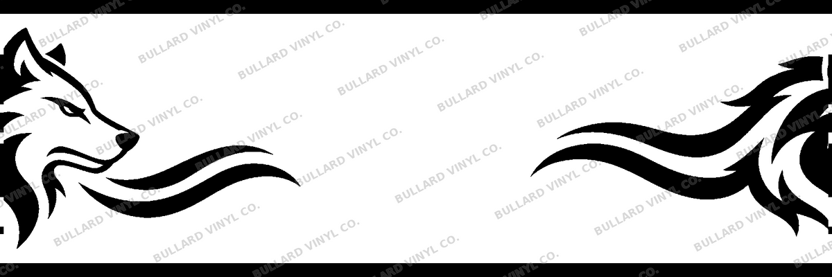 Wolfpack Trail exact 6 inch long by 2 inch high half-pattern production artwork; Bullard Vinyl Co. watermarked product preview.