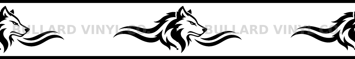 Wolfpack Trail exact 12 inch long by 2 inch high half-pattern production artwork; Bullard Vinyl Co. watermarked product preview.