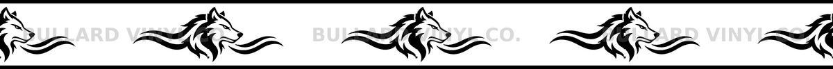 Wolfpack Trail exact 24 inch long by 2 inch high half-pattern production artwork; Bullard Vinyl Co. watermarked product preview.