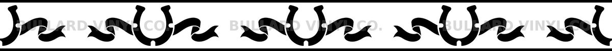 Horseshoe Hustle exact 24 inch long by 2 inch high half-pattern production artwork; Bullard Vinyl Co. watermarked product preview.