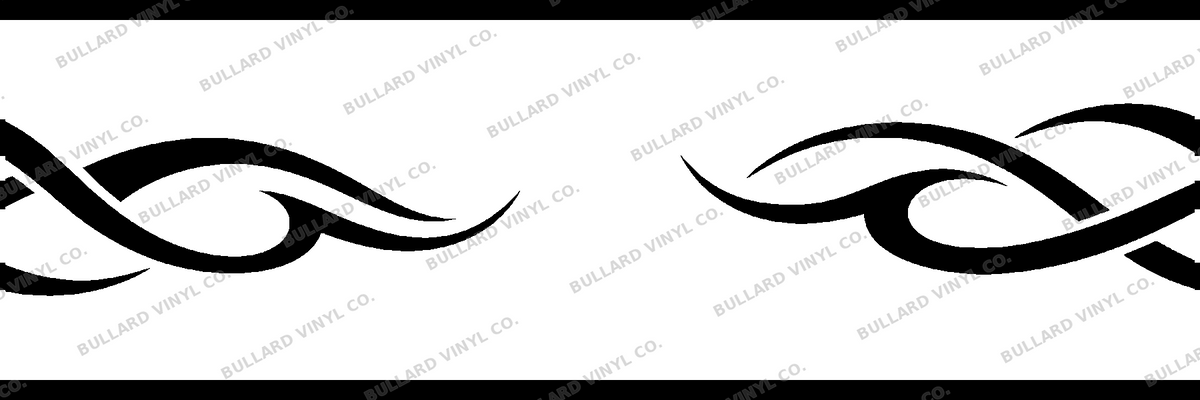 Hotrod Current exact 6 inch long by 2 inch high half-pattern production artwork; Bullard Vinyl Co. watermarked product preview.