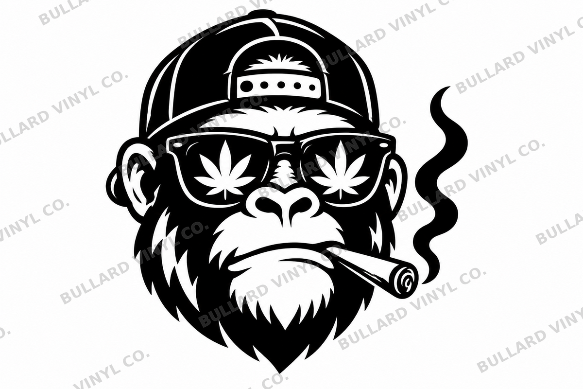 Gorilla 420 black vinyl decal artwork; Bullard Vinyl Co. watermarked product preview.