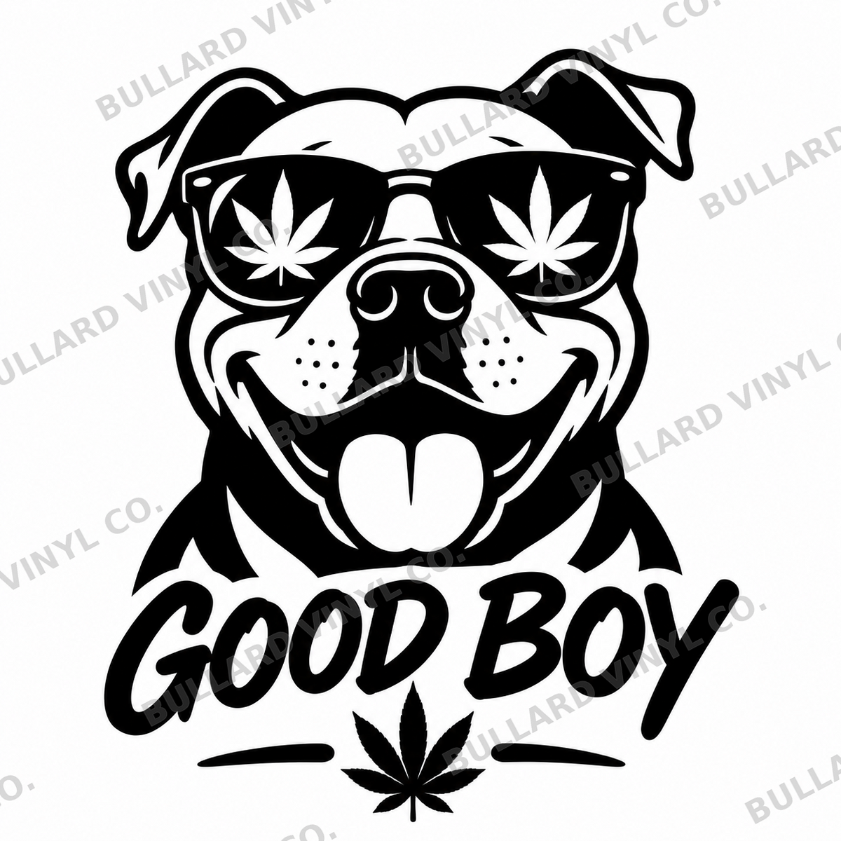 Good Boy black vinyl decal artwork; Bullard Vinyl Co. watermarked product preview.