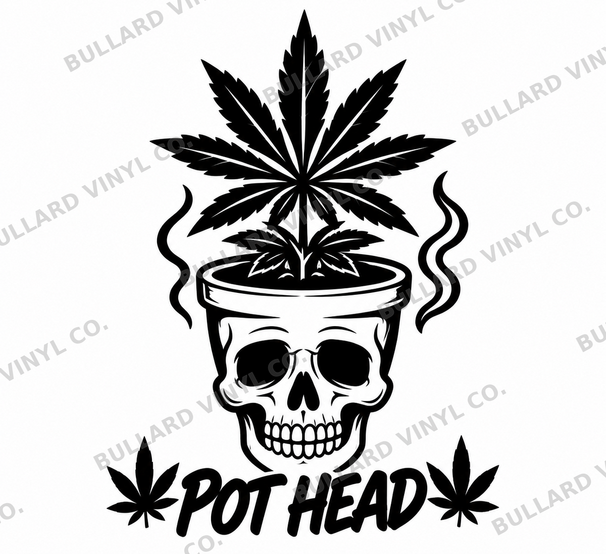 Pot Head black vinyl decal artwork; Bullard Vinyl Co. watermarked product preview.