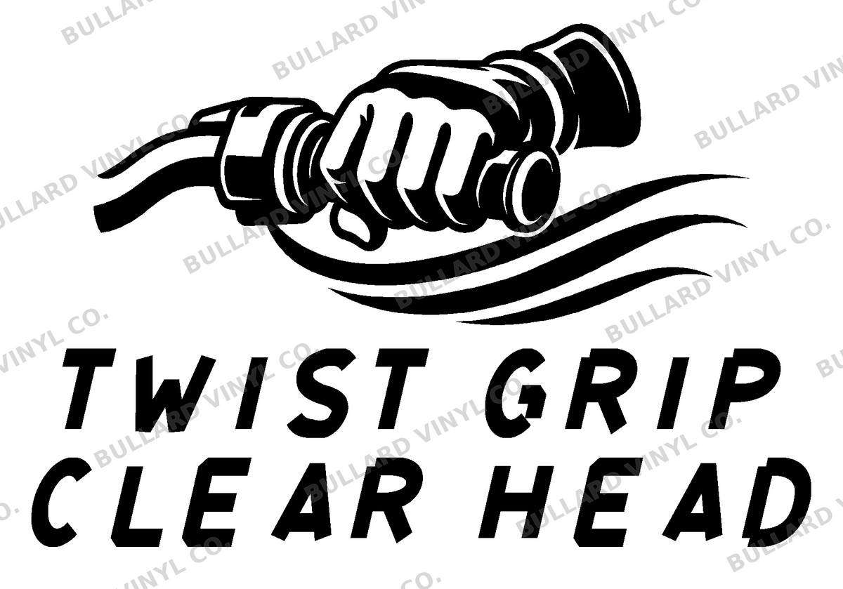 Twist Grip Clear Head original artwork using Bullard Torque lettering; Bullard Vinyl Co. watermarked product preview.