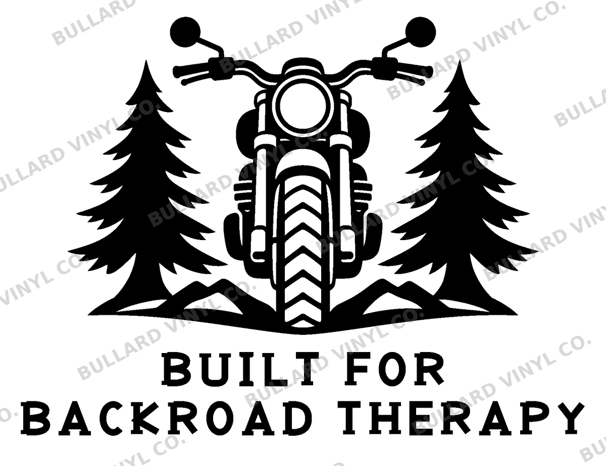 Built for Backroad Therapy original artwork using Bullard Roadhouse lettering; Bullard Vinyl Co. watermarked product preview.