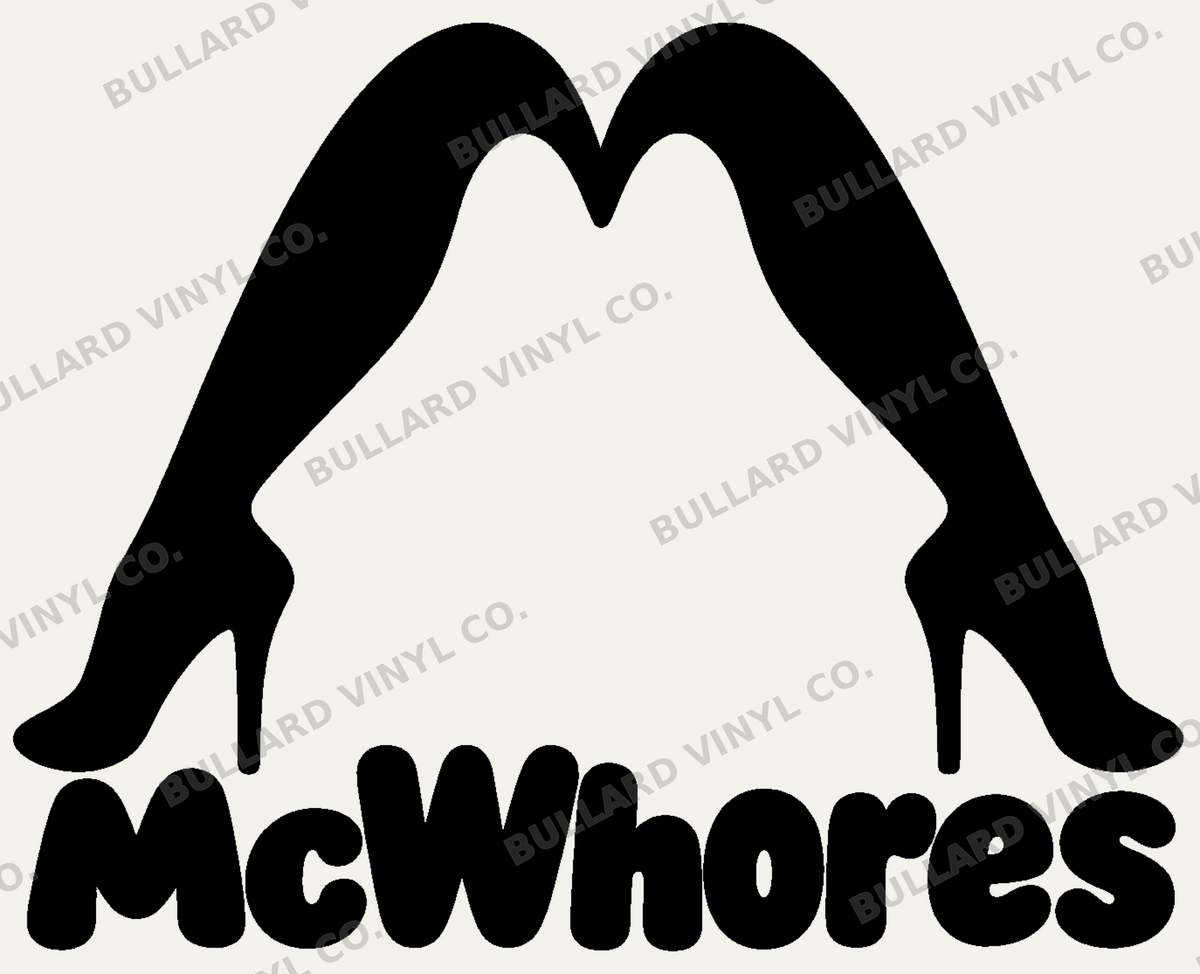 McWhores dark vinyl artwork with light neutral background for color selection; Bullard Vinyl Co. watermarked product preview.
