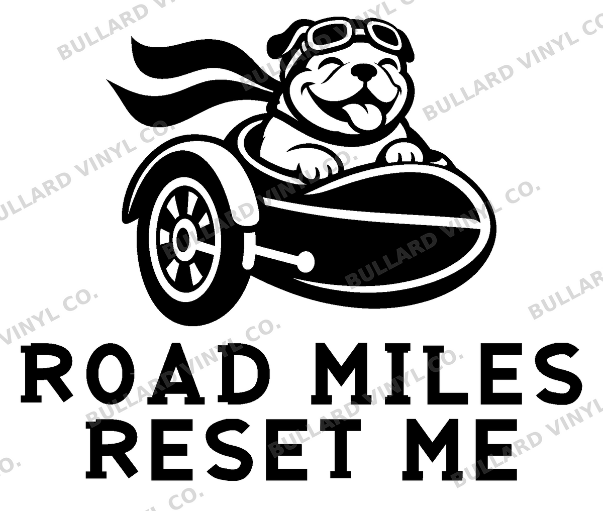 Road Miles Reset Me original artwork using Bullard Roadhouse lettering; Bullard Vinyl Co. watermarked product preview.