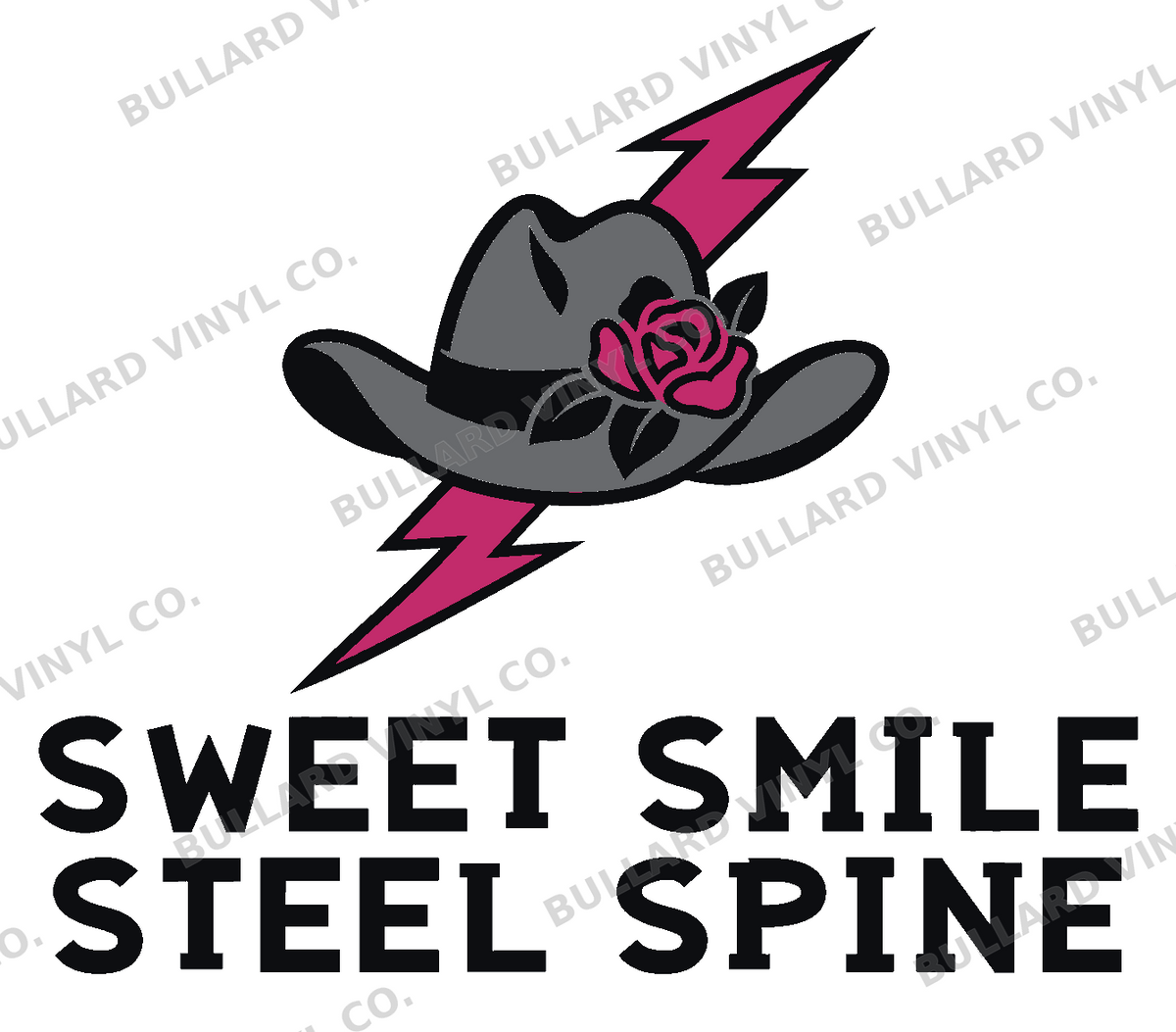Sweet Smile Steel Spine Multicolor Vinyl Decal; Bullard Vinyl Co. watermarked product preview.