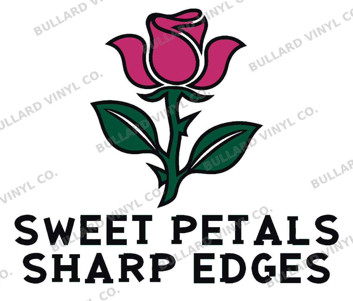 Sweet Petals Sharp Edges Multicolor Vinyl Decal; Bullard Vinyl Co. watermarked product preview.