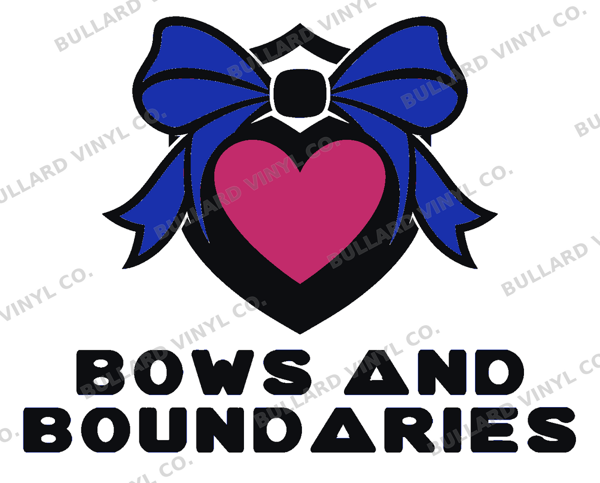 Bows and Boundaries Multicolor Vinyl Decal; Bullard Vinyl Co. watermarked product preview.