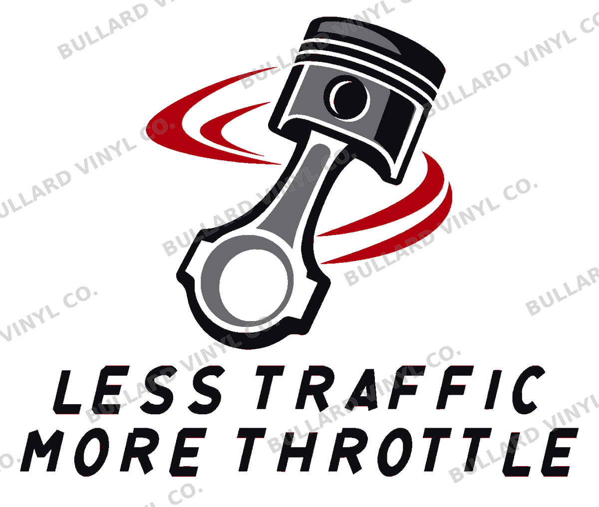 Less Traffic More Throttle Multicolor Vinyl Decal; Bullard Vinyl Co. watermarked product preview.