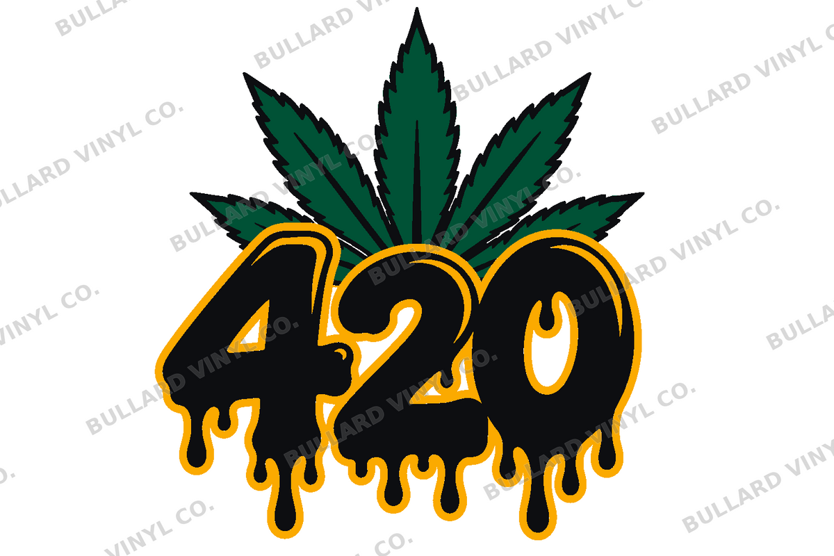 Dripping 420 Multicolor Vinyl Decal; Bullard Vinyl Co. watermarked product preview.