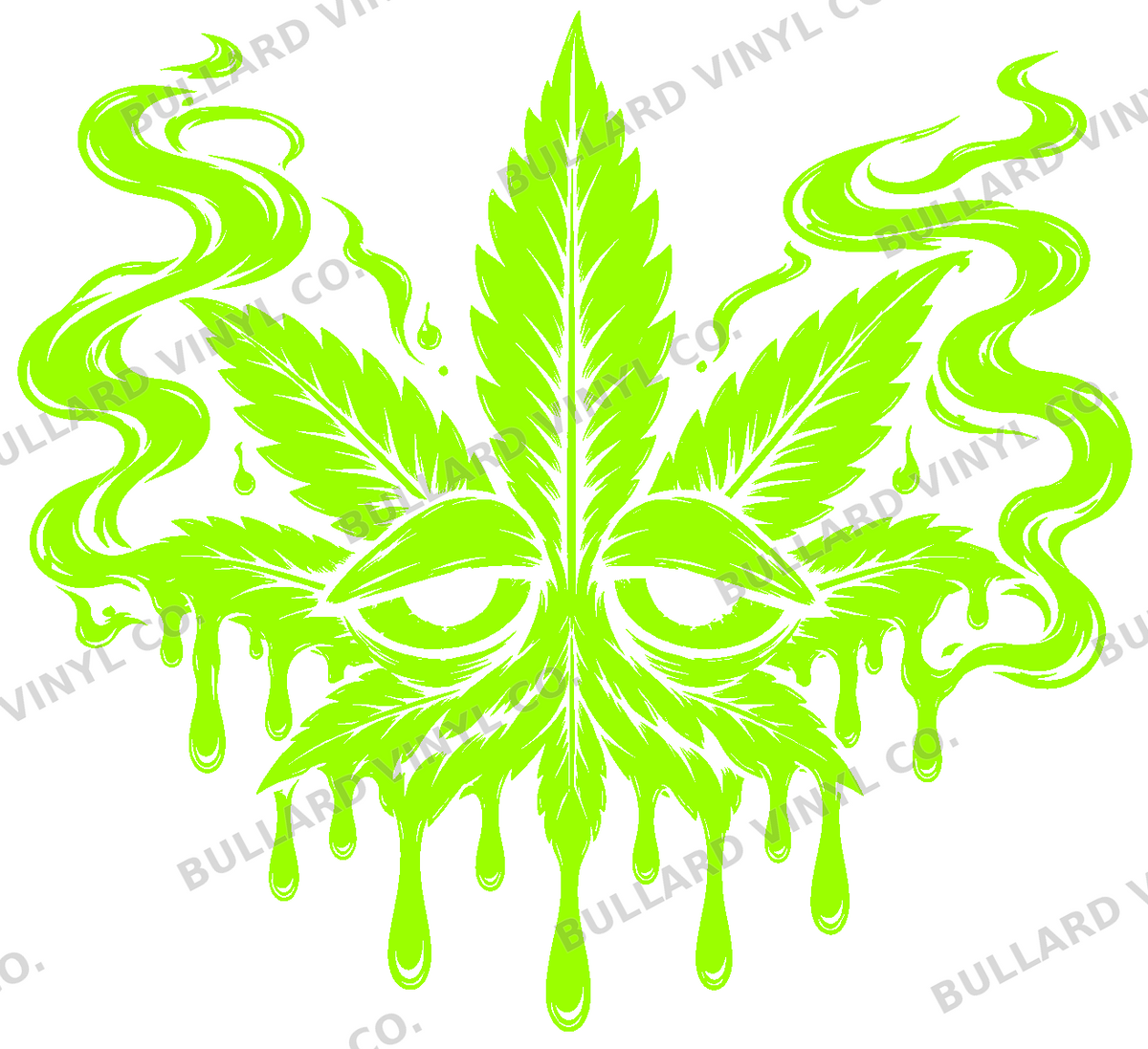 High Leaf lime-green vinyl decal preview on white background; Bullard Vinyl Co. watermarked product preview.
