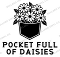 Pocket Full of Daisies — exact original black-on-white production artwork for tracing; Bullard Roadhouse lettering; Bullard Vinyl Co. watermarked product preview.