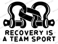 Recovery Is a Team Sport — exact original black-on-white production artwork for tracing; Bullard Iron lettering; Bullard Vinyl Co. watermarked product preview.