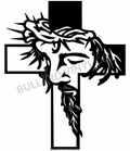 Jesus crown of thorns cross vinyl decal design with watermark for preview only