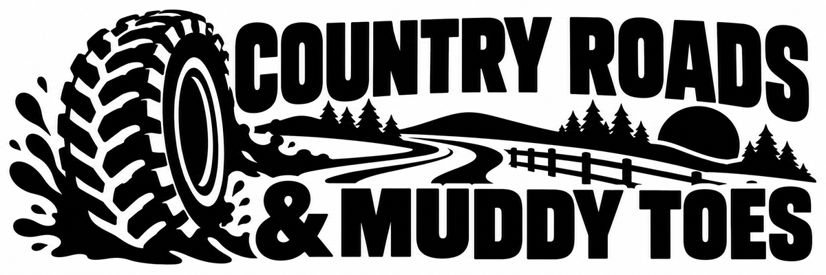 Country Roads & Muddy Toes vinyl decal artwork