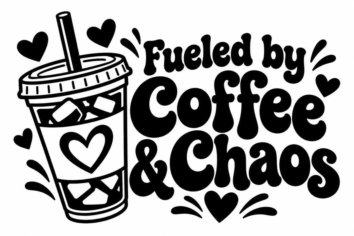 Fueled by Coffee & Chaos vinyl decal artwork