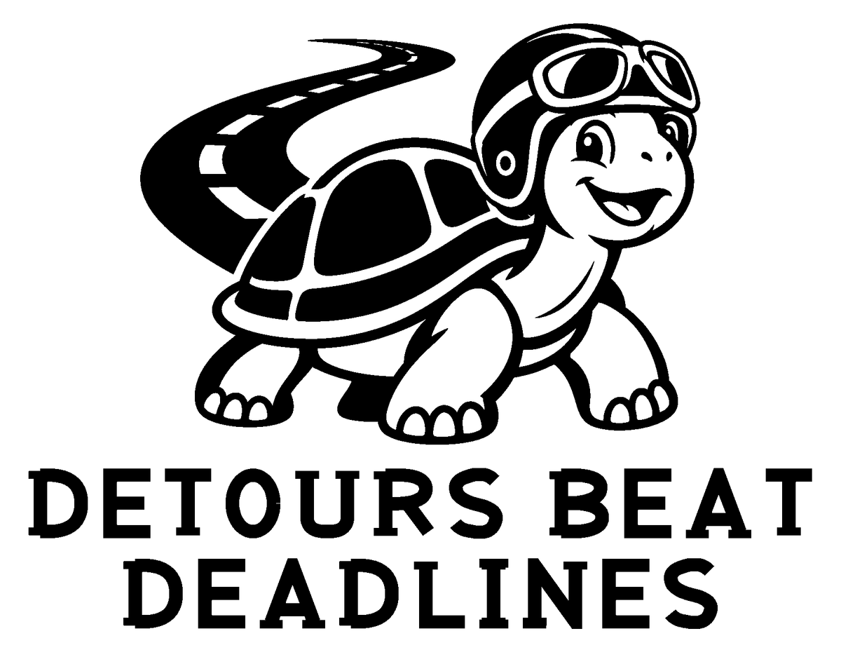 Detours Beat Deadlines original artwork using Bullard Roadhouse lettering
