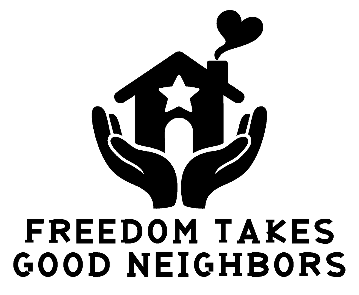 Freedom Takes Good Neighbors original artwork using Bullard Roadhouse lettering