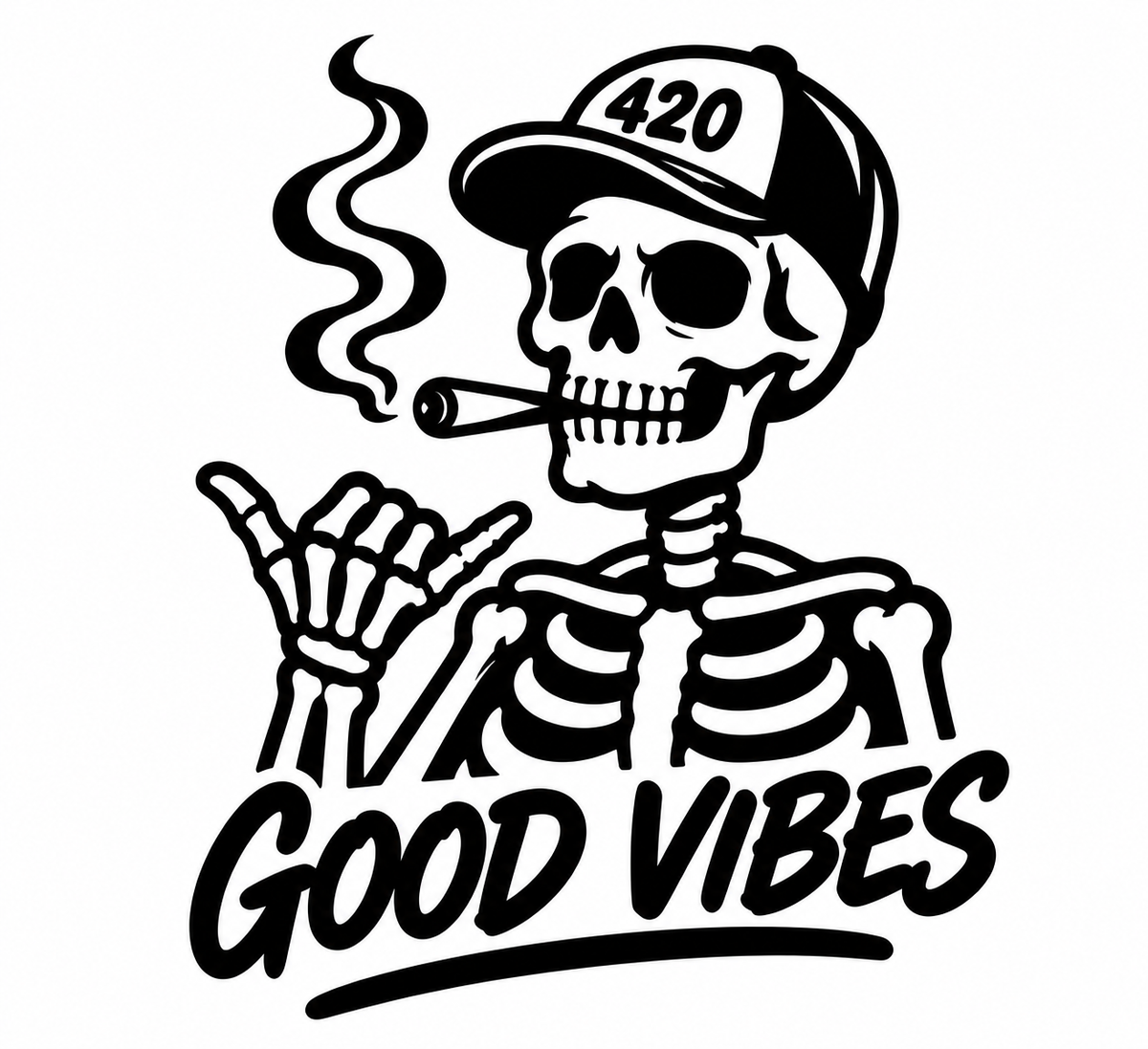 Good Vibes Skeleton black vinyl decal artwork