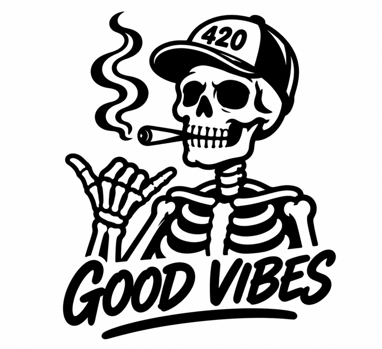 Good Vibes Skeleton Vinyl Decal