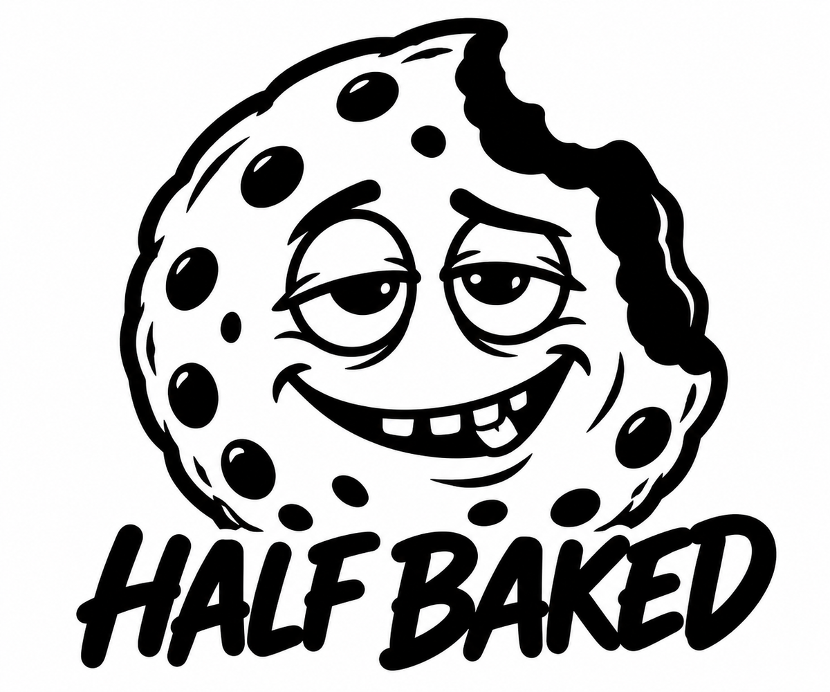 Half Baked black vinyl decal artwork