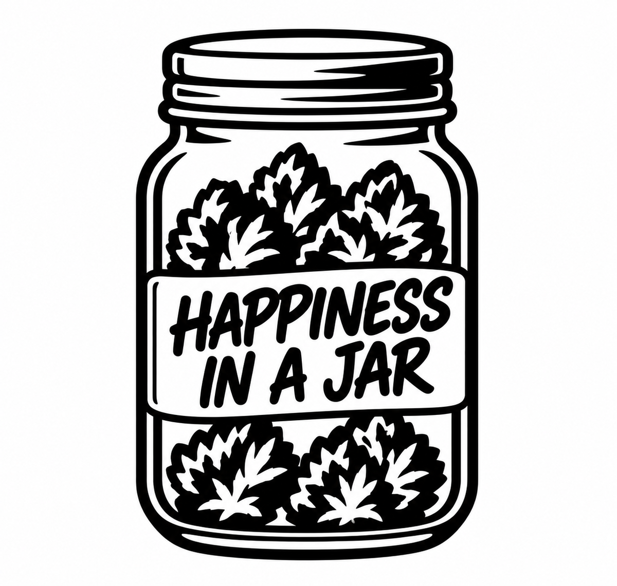 Happiness in a Jar black vinyl decal artwork