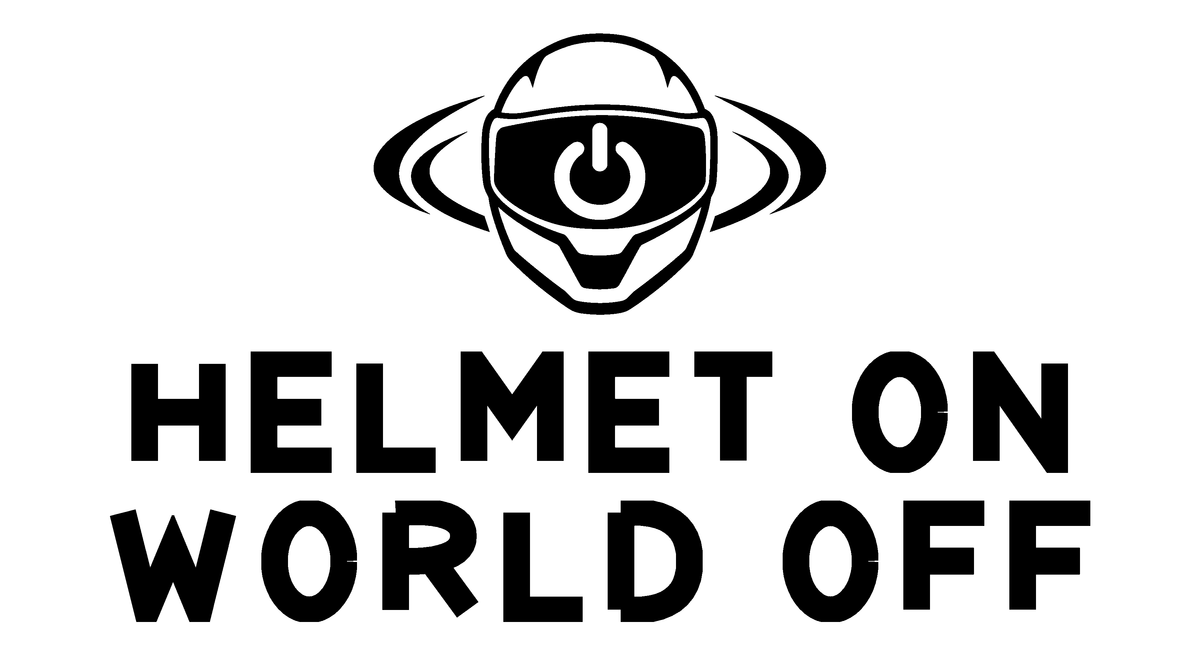 Helmet On World Off original single-color production artwork using Bullard Iron lettering
