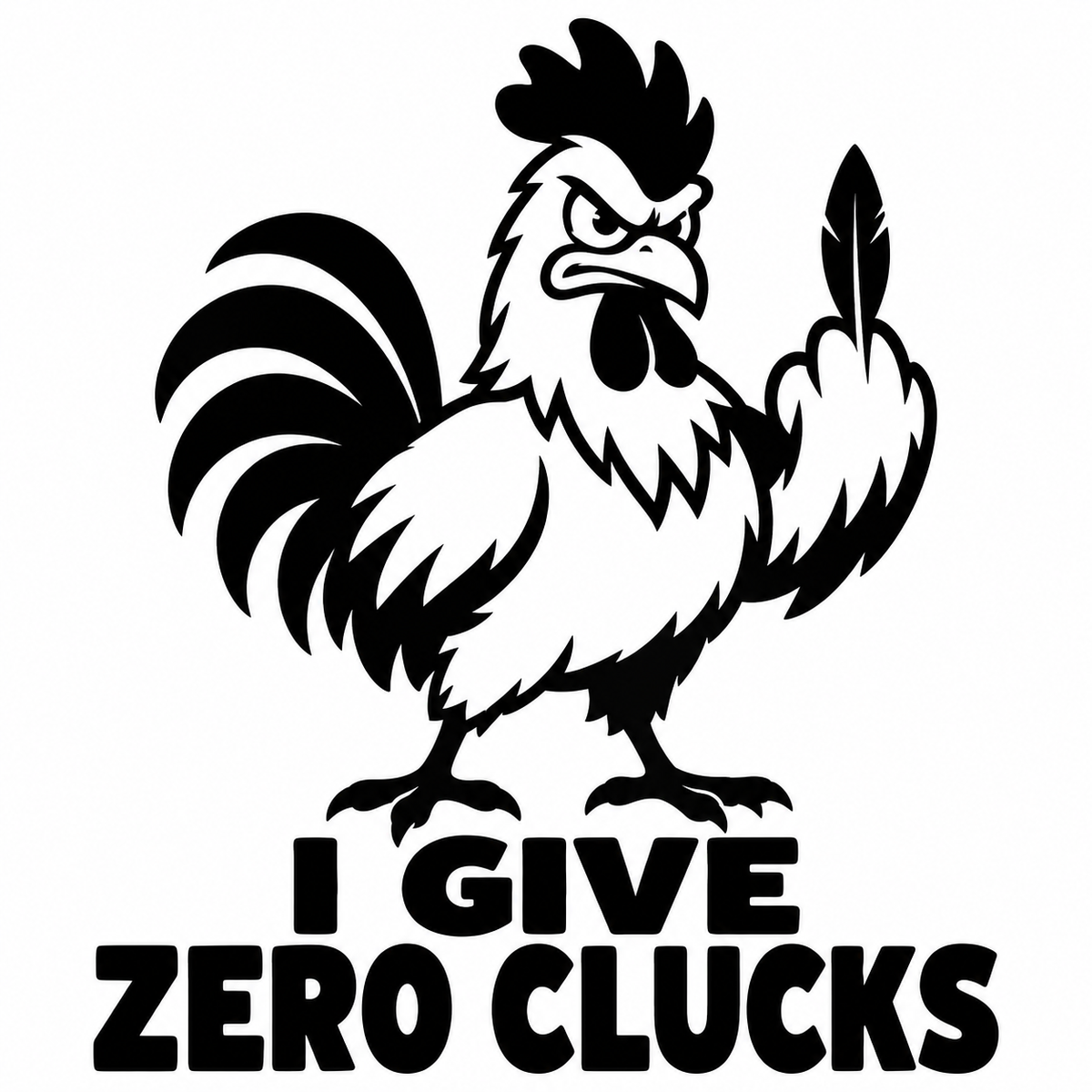 I Give Zero Clucks black vinyl decal artwork
