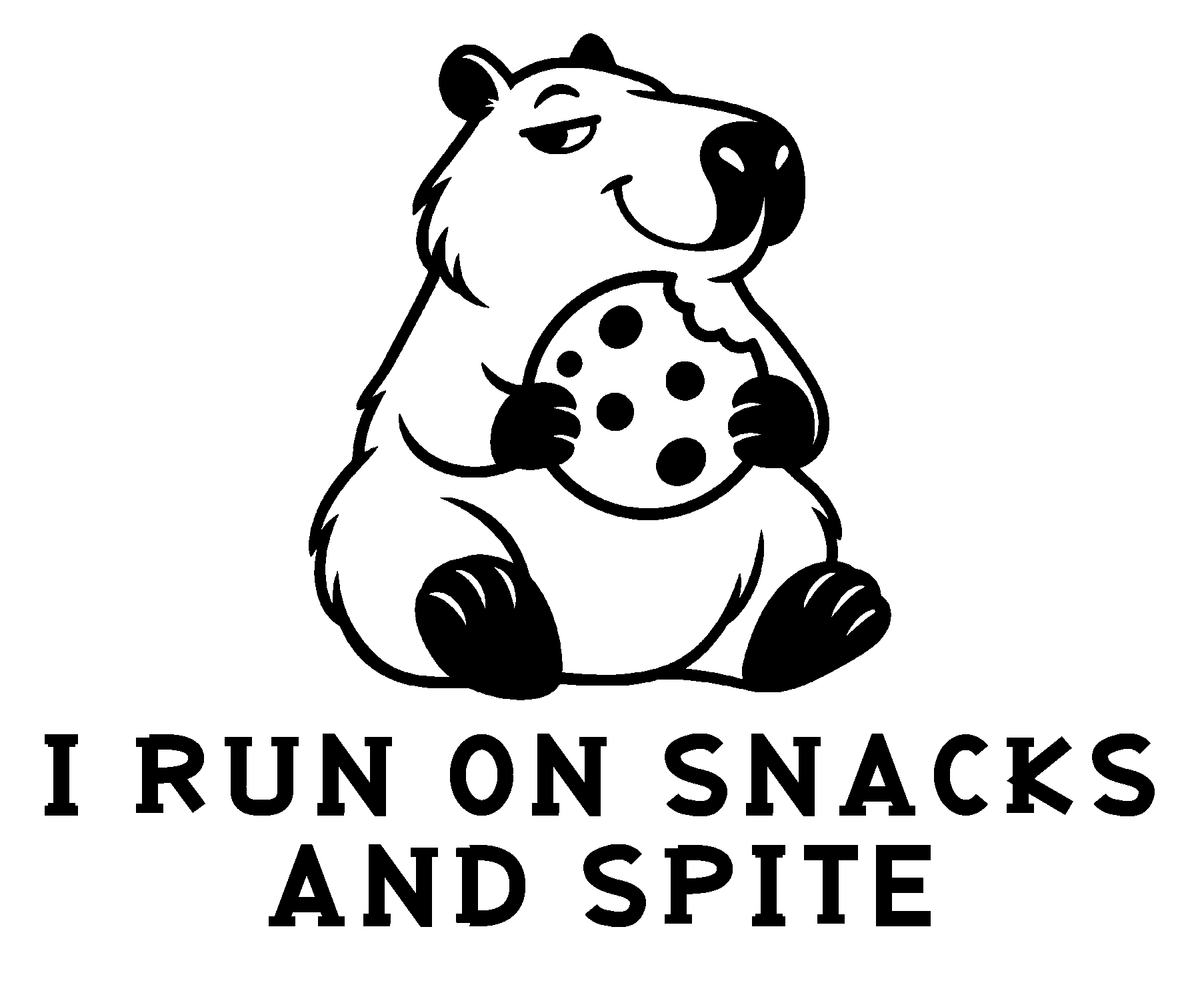 I Run on Snacks and Spite original artwork using Bullard Roadhouse lettering