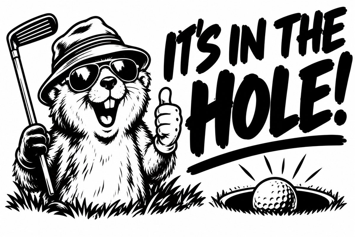 It's in the Hole cartoon gopher golf decal