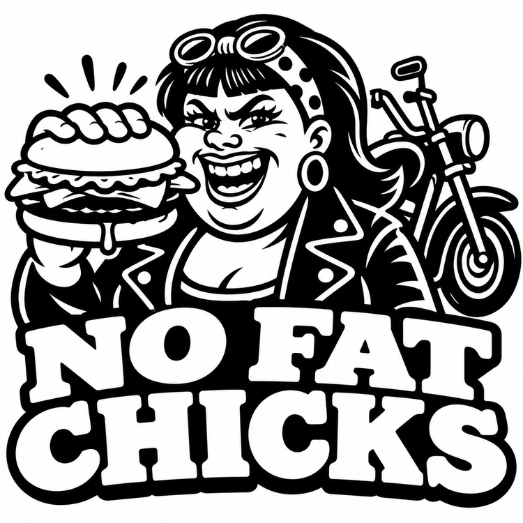 No Fat Chicks Biker Vinyl Decal