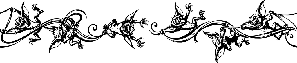 Original Six Gremlins horizontal 12-inch strip, fixed 2.56-inch height, with precisely matching half-pattern ends