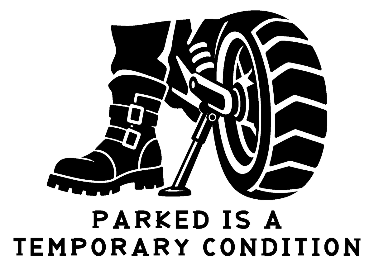 Parked Is a Temporary Condition original artwork using Bullard Roadhouse lettering