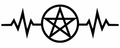 Upright pentagram in a circle between heartbeat lines