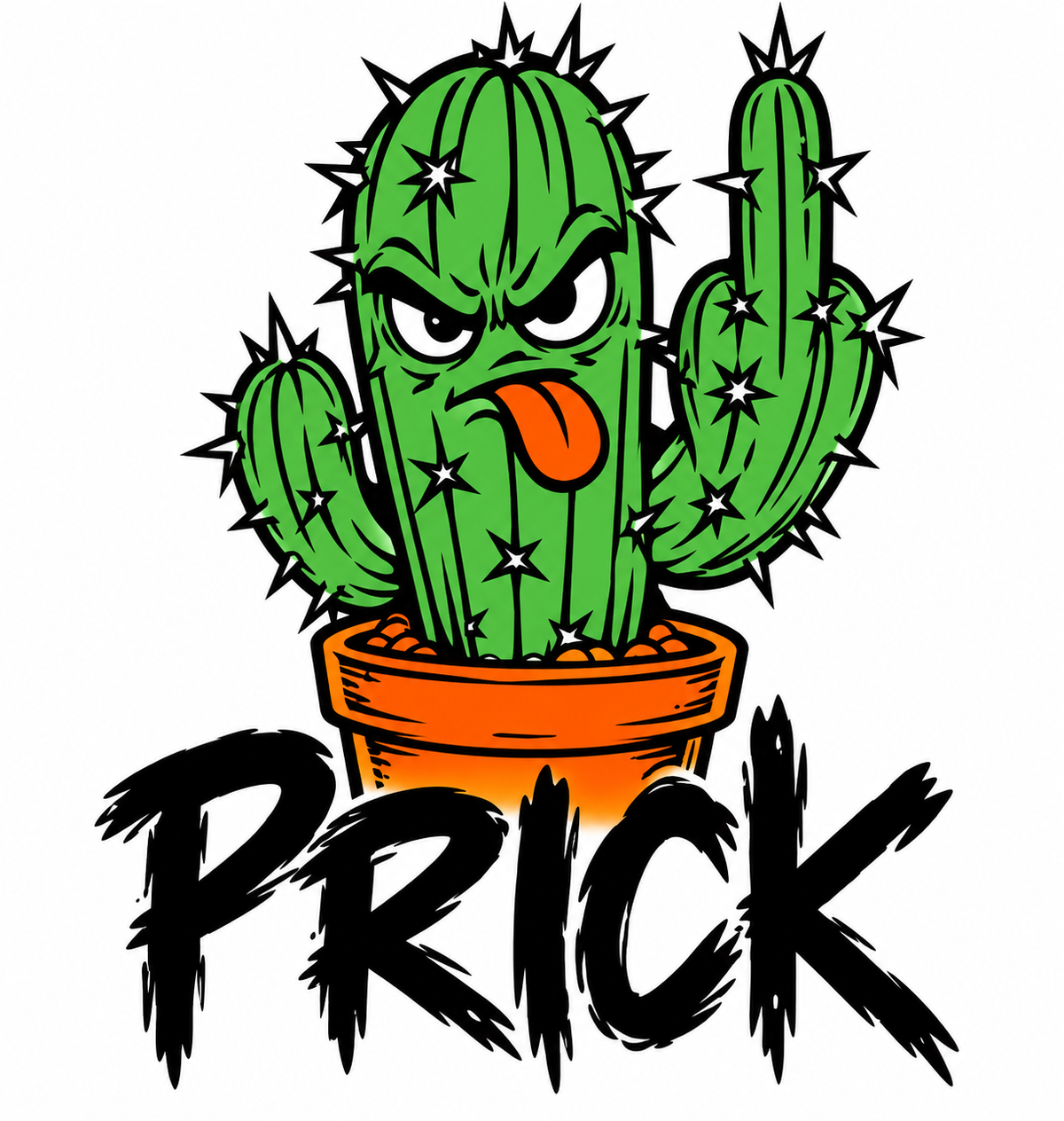 PRICK three-color layered vinyl decal in green, orange and black