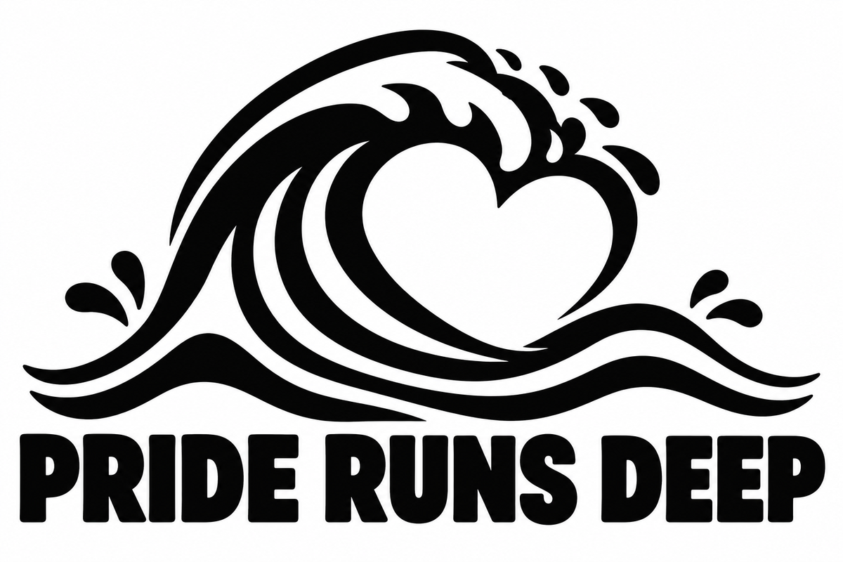 Pride Runs Deep original black-on-white Pride vinyl decal artwork