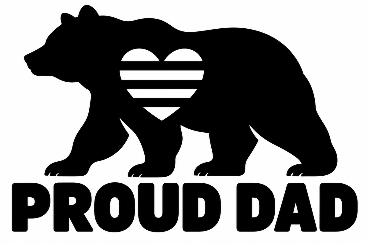 Proud Dad original black-on-white Pride vinyl decal artwork